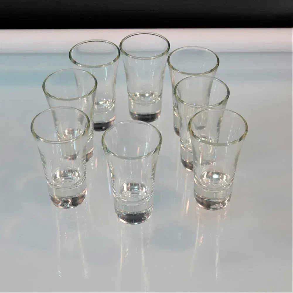 Tequila Shooter 8 Shot Glasses Clear Glass Thick